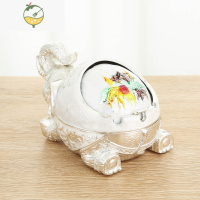 YICHENG烟灰缸家用客厅轻奢创意个性潮流办公室防飞灰烟味带盖摆件铜 银白(趴着)大象