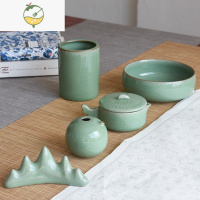 YICHENG哥窑青瓷学生文房四宝用品套装笔洗砚滴笔架笔筒书法毛笔摆件