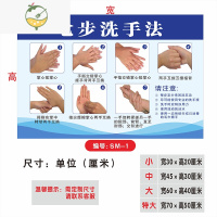 YICHENG七步洗手法7步骤图墙贴纸六步洗手防水标准幼儿园洗手间医院诊所 编号:SM-1 大