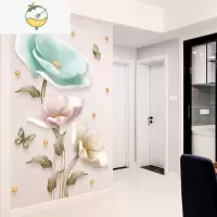 YICHENG3D立体墙贴画客厅背景墙卧室玄关墙面装饰品贴纸墙壁自粘墙纸贴画 珠宝郁金香 特大