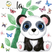 YICHENG卡通幼儿园墙贴画儿童房卧室装饰贴纸早教动物窗户自粘网红创意 熊猫蝴蝶 中