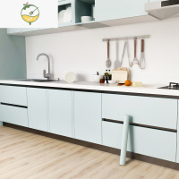 YICHENG纯色厨房橱柜门墙贴防水墙纸自粘防油厨柜冰箱衣柜子家具翻新贴纸 莫兰迪-清水蓝[60cmx2米] 大