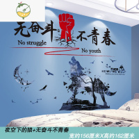 YICHENG卧室床头背景墙布置装饰男生房间宿舍励志墙贴纸贴画自粘墙纸壁纸 夜空下的狼+无奋斗不青春 大