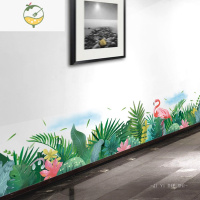 YICHENG可定制腰线整体遮盖围栏栅墙贴画过道走廊背景装饰边角贴纸 NK32叶鸟 120cm*25cm 大