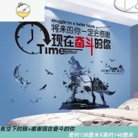 YICHENG卧室床头背景墙布置装饰男生房间宿舍励志墙贴纸贴画自粘墙纸壁纸 夜空下的狼+感谢现在奋斗的你 大