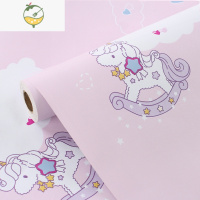 YICHENG墙纸自粘卧室客厅温馨背景墙贴纸墙贴防水防潮儿童房装饰壁纸 粉色小木马 45CM*10M