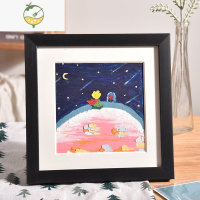 YICHENG配白色卡纸中空立体效果A5 16K32k油画棒作品专用小画框相框装裱 黑色 放6寸作品-卡纸开孔(9*14