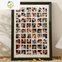YICHENG九宫格实木相框架挂墙照片定制diy情侣纪念礼物结婚纱照相片打印 黑檀色+54宫格[内框40.5x60.5c