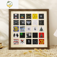 YICHENG九宫格实木相框架挂墙照片定制diy情侣纪念礼物结婚纱照相片打印 黑橡+25宫格[内框35.5x35.5cm