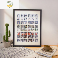 YICHENG48/100/九宫格情侣相框diy定制洗照片婚纱照挂墙纪念礼物实木摆台 黑色实木 大48宫格[43*62c