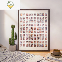 YICHENG48/100/九宫格情侣相框diy定制洗照片婚纱照挂墙纪念礼物实木摆台 胡桃实木 100宫格[47*62c