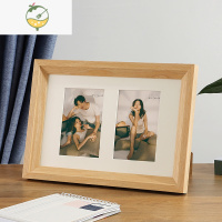 YICHENG相框情侣二联组合创意相片框挂墙实木画框加洗照片做成摆台礼物装 原木色+卡纸+洗照片 小12寸[卡纸内放2张