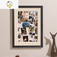 YICHENG实木diy拍立得照片相框挂墙纪念自制情侣礼物手工框架摆台定制 2135黑色 20寸[内框40.5*50.5