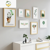 YICHENG相框装饰画洗照片挂墙实木照片墙组合定制婚纱照画框照片冲印摆台 DX099白原+回归自然 无痕钉安装