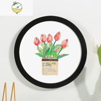 YICHENG圆形相框摆台画框挂墙装裱儿童十字绣边框自装钻石画定制创意框架 黑色-圆形(不含画芯) 18寸(可放直径45