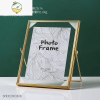 YICHENG金属相框摆台6寸7寸植物标本玻璃透明画框照片框高级感轻奢小摆件 [7寸]支架相框-金色(可放7寸照片) 其