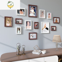 YICHENG实木相框挂墙组合洗照片定制画框结婚照照片墙装饰墙来图定做摆台 DX052白咖+定制照片 小钉子安装