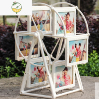 YICHENG定制旋转风车摩天轮相框儿童相册摆台照片摆件5寸7寸情侣礼物礼品 象牙白[浮雕款] 7寸[散装款]洗12张照