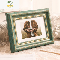 YICHENG创意美式复古相框摆台6/7/8/10寸洗照片做成欧式相框装裱画框框架 金丝蓝 6寸[挂摆两用]内径10.2