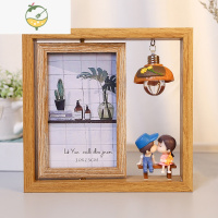 YICHENG创意相框摆台木质双面相册框架洗照片摆件6寸六定制礼物情侣相片 [ 竖版-双面]路灯下的情侣 洗照片+6寸+