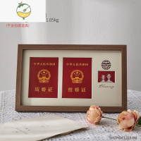 YICHENG创意结婚照相框摆台婚姻领证登记照片diy新婚定制证件纪念小礼物 A款-深色 其他/other