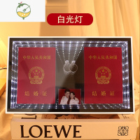 YICHENGED灯结婚证相框领证夫妻情侣登记照婚姻纪念证件礼物摆台送新人 LED白色灯光 镜子款+[洗照片] 结婚证相