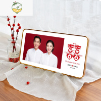 YICHENG海马体结婚登记照相框 创意囍字摆台证件加洗照片做成婚姻纪念diy 1号(洛克钛金) 其他尺寸[尺寸不一价格
