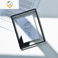YICHENG签名照收藏框北欧ins风相框6寸7寸8寸10寸A4摆台水晶玻璃现代简约 明信片相框-[黑色] 8寸