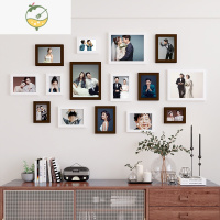 YICHENG北欧相框墙创意装饰画框装裱客厅组合儿童小相框照片墙像框架挂墙 15框平边+巧克力白+打印照片(约定时间发货