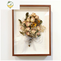 YICHENG创意手工diy衍纸立体标本相框中空3厘米5cm干花画框粘土软陶照片 胡桃色(中空3厘米,窄边直角) 有机玻