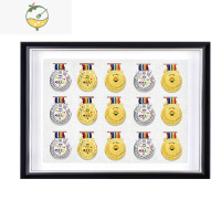 YICHENG奖牌收纳盒壁挂式奖章展示框立体相框纪念章收纳装裱画框挂牌定制 20寸 放15枚 黑色银边