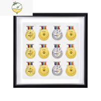 YICHENG奖牌收纳盒壁挂式奖章展示框立体相框纪念章收纳装裱画框挂牌定制 方16寸 放12枚[40*40厘米] 银色