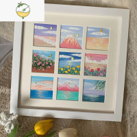 YICHENG油画棒专用画框九宫格作品框ins简约玻璃实木框照片摆台挂墙礼物 白色 10寸九宫格画框(内卡纸开孔5.6c