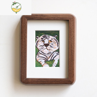 YICHENG迷你可爱小摆台洗照片做成相框定制装裱实木儿童宝宝画框3/4/5寸 黑胡桃+卡纸[免费打印照片] 4寸[内径