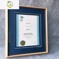 YICHENG实木a4证书相框营业执照画框任意尺寸定制白蜡新中式装裱画框挂墙 白蜡木原色外框+蓝色卡纸 35*43内径放