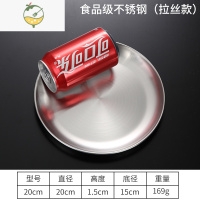 YICHENG304韩式不锈钢盘子圆盘浅盘家用自助餐盘吐骨碟果盘金色韩式餐具 20cm韩式圆盘[哑光磨砂面]