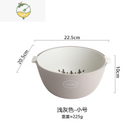 YICHENG双层洗菜盆沥水篮子厨房淘菜器水果盘收纳筐蔬菜漏水滤水篮 浅灰色-小号