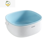 YICHENG双层家用厨房洗菜盆沥水篮菜篮子客厅茶几果盘多功能洗水果滤水篮 北欧蓝小号