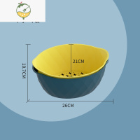 YICHENG双层洗菜盆家用厨房沥水篮网红蔬菜篮洗菜篮子客厅水果盘厨房器 蓝黄-中号