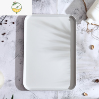 YICHENG日式盘子创意北欧托盘长方形果盘圆盘家用放茶杯网红盘子组合套装 灰色[大号]