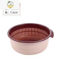 YICHENG双层洗菜盆塑料沥水篮子漏盆淘米器菜蓝淘菜盆家用厨房洗水果盘 小号藕粉 2件套