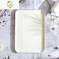 YICHENG日式盘子创意北欧托盘长方形果盘圆盘家用放茶杯网红盘子组合套装 白色[大号]
