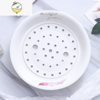 YICHENG饺子盘沥水双层盘陶瓷大号水饺盘家用骨瓷创意水果盘菜盘托盘蒸盘 金字羽毛