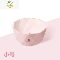 YICHENG双层沥水篮洗菜盆客厅家用网红洗水果盘子厨房收纳筐创意淘菜盆米 拿铁粉小号[双层加厚]