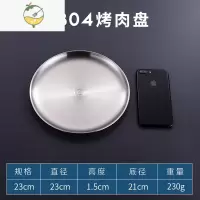 YICHENG304不锈钢圆盘烤肉店烧烤水果盘骨碟菜碟韩式烤肉商用浅盘子平盘 304韩式烤肉盘23cm
