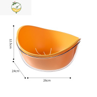 YICHENG网红双层沥水篮厨房洗菜盆淘菜盆洗水果器洗菜篮家用客厅水果盘 双层沥水橄榄黄[第二件半价]