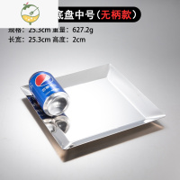 YICHENG不锈钢无耳海鲜烤盘家用盘子平底托盘汤盘加深水果盘韩式刺身盘 不锈钢平底盘中号(无耳款)