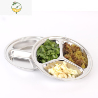 YICHENG多个装不锈钢盘子水果盘三格浅盘菜盘分菜盘盛饭菜葱姜蒜分格盘 三格盘16cm[葱姜蒜]2个装