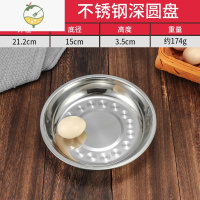 YICHENG不锈钢圆盘加厚菜盘水果盘家用深盘学校食堂餐厅蒸盘碟子烧烤盘子 特厚深盘[20cm]