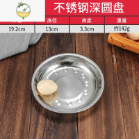 YICHENG不锈钢圆盘加厚菜盘水果盘家用深盘学校食堂餐厅蒸盘碟子烧烤盘子 特厚深盘[18cm]